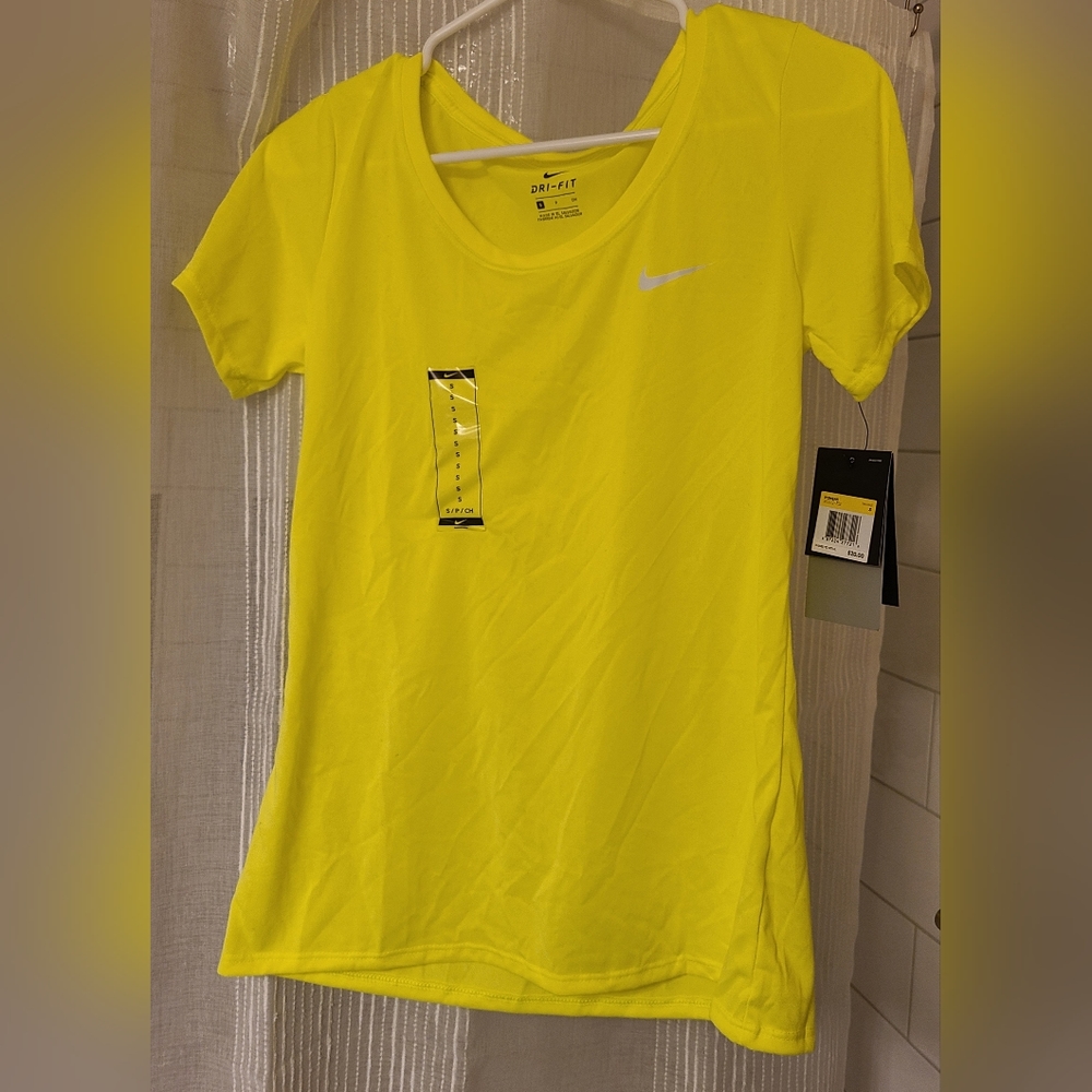 New! Neon Yellow Nike Dry Fit Top Size Small